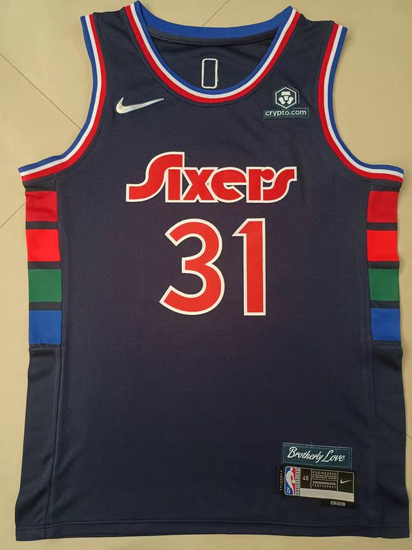 Men Philadelphia 76ers 31 Curry Blue 2022 City Edition Nike NBA Jersey